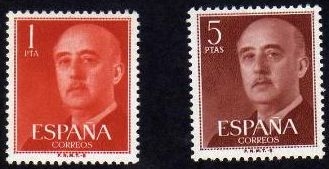 z vendido España 1960 1290/1 Sellos ** General Franco impresos en el CIF con pie imprenta FNMT-B Timbre Espagne Spain Spagna